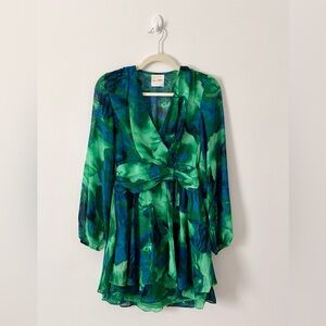 Easy Clothes Green and Blue Wrap Dress